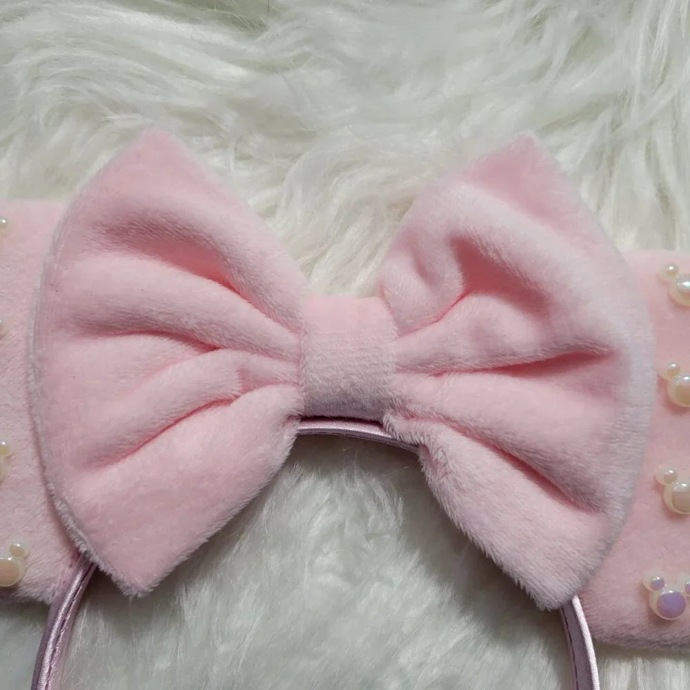 Minnie Mouse Pink Plush Faux Pearl Ears
